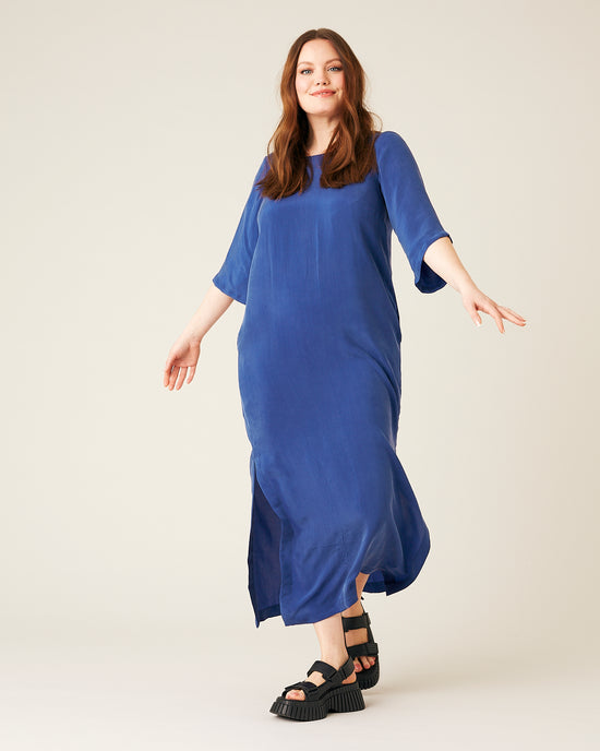 Juno Cupro Dress - Cobalt