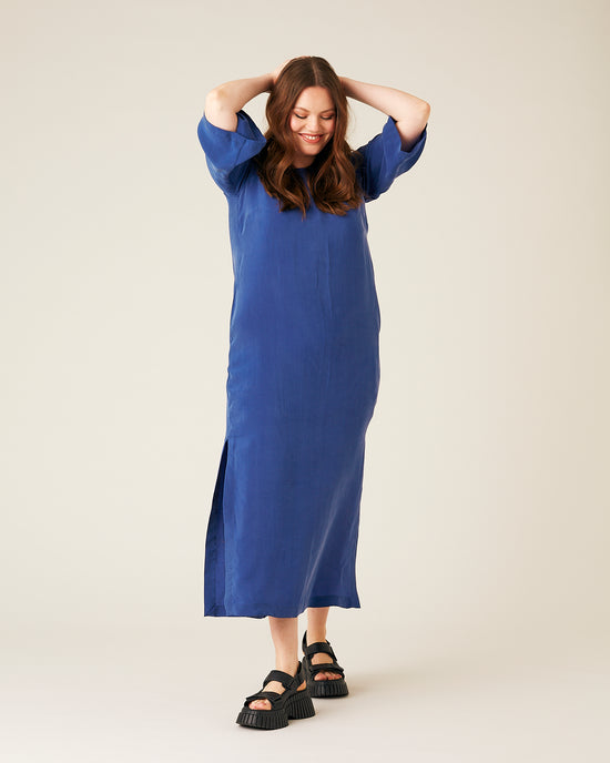 Juno Cupro Dress - Cobalt