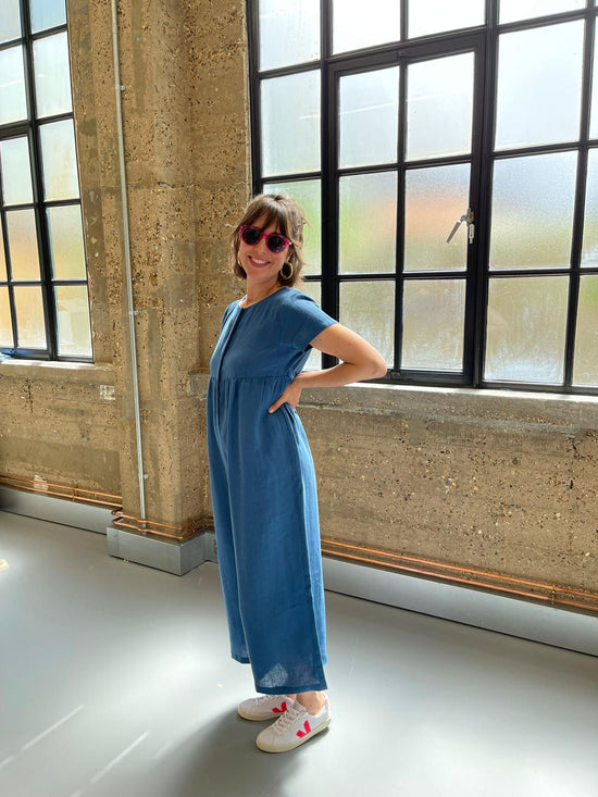 Sahara Light Indigo Linen Jumpsuit